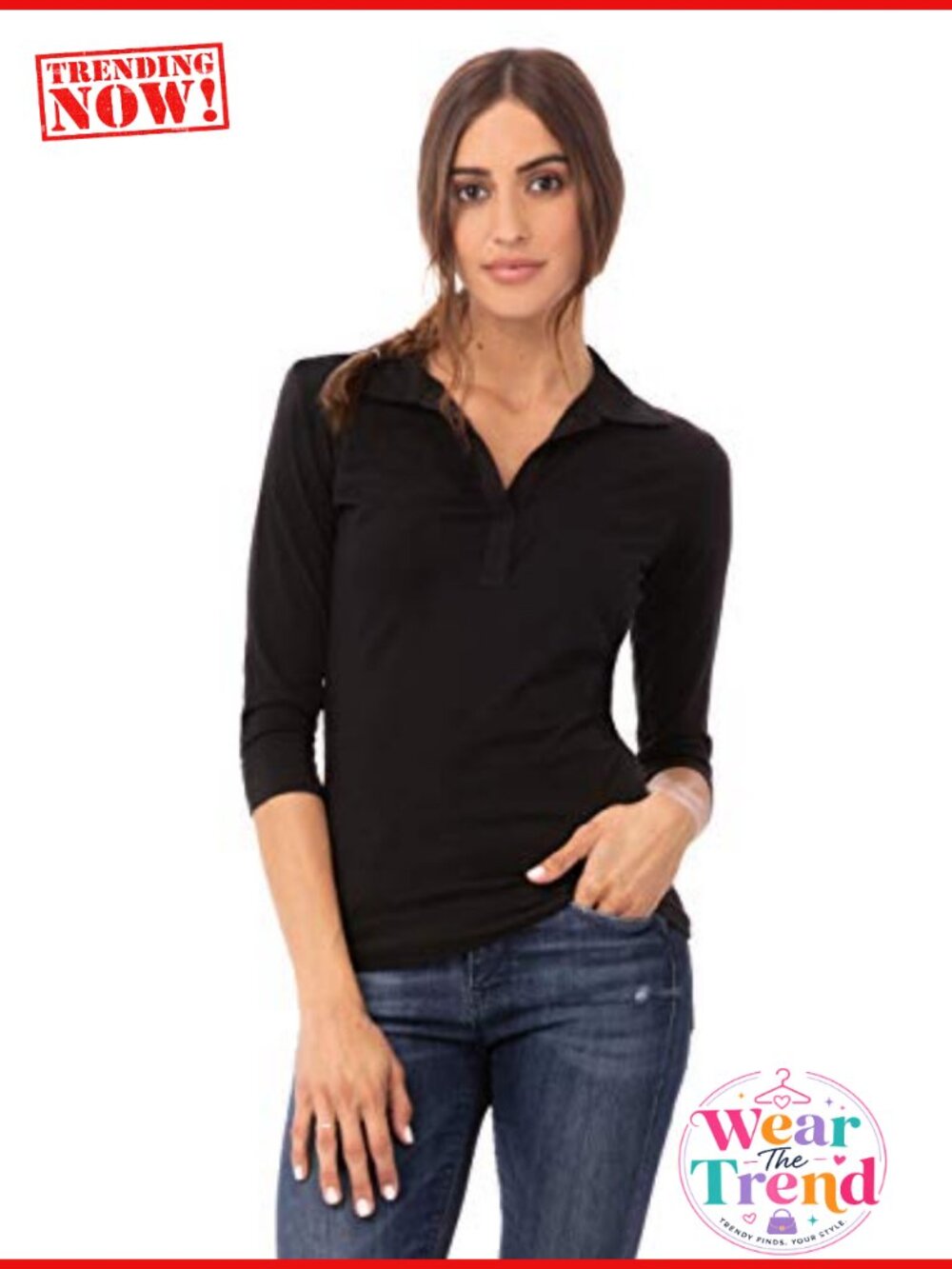 Chef Works Definity Knit Shirt 3/4 Sleeve V-Neck Fitted Polo